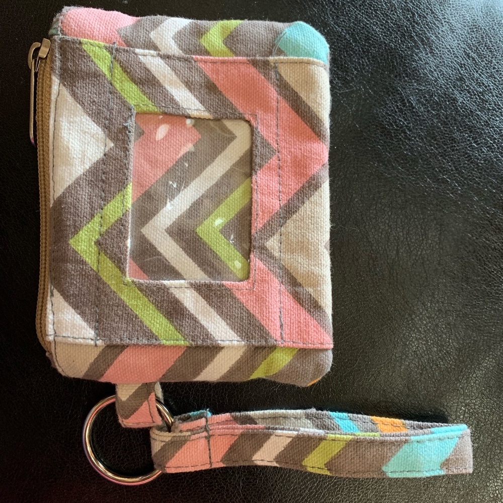 ID zipper wristlet chevron pattern
